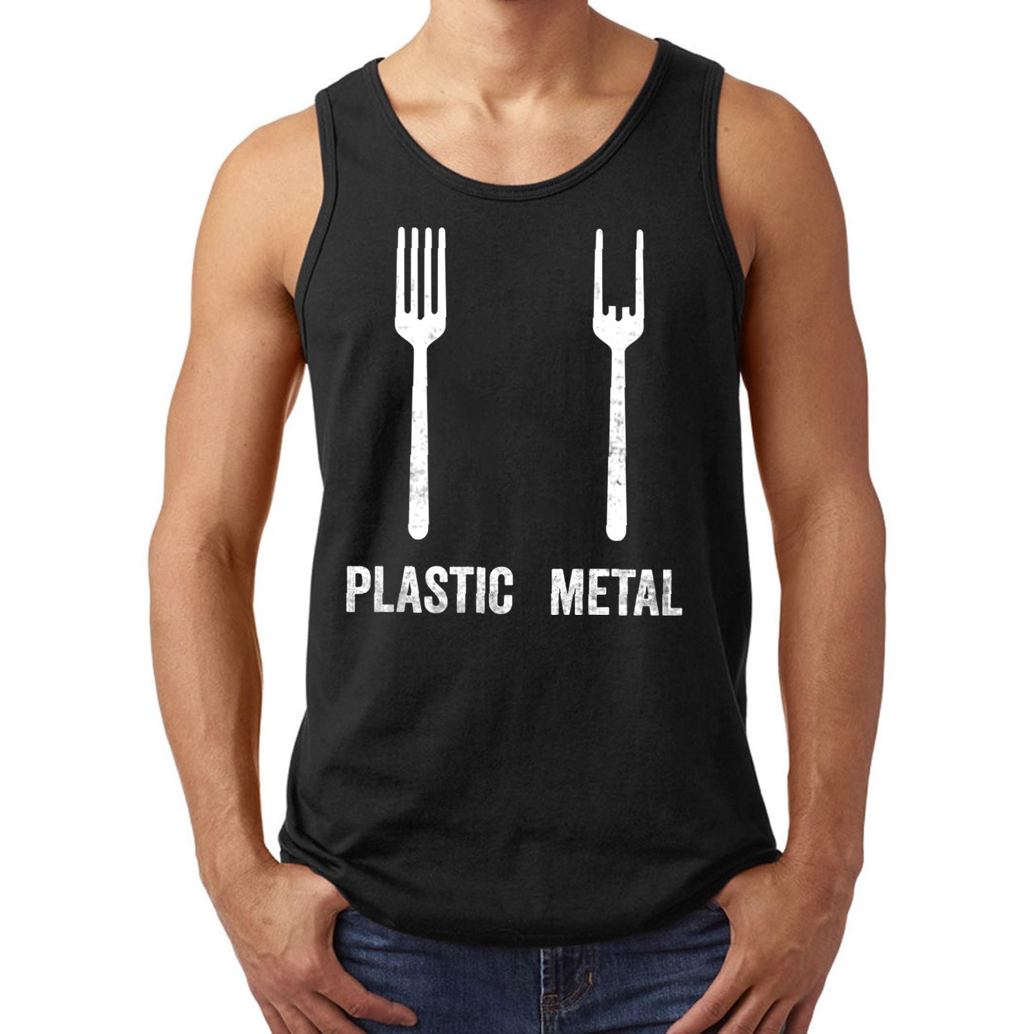 Plastic Metal Fork Funny Metalhead Quote Metal Music Lover T Shirt 4 tanktop mockup 1